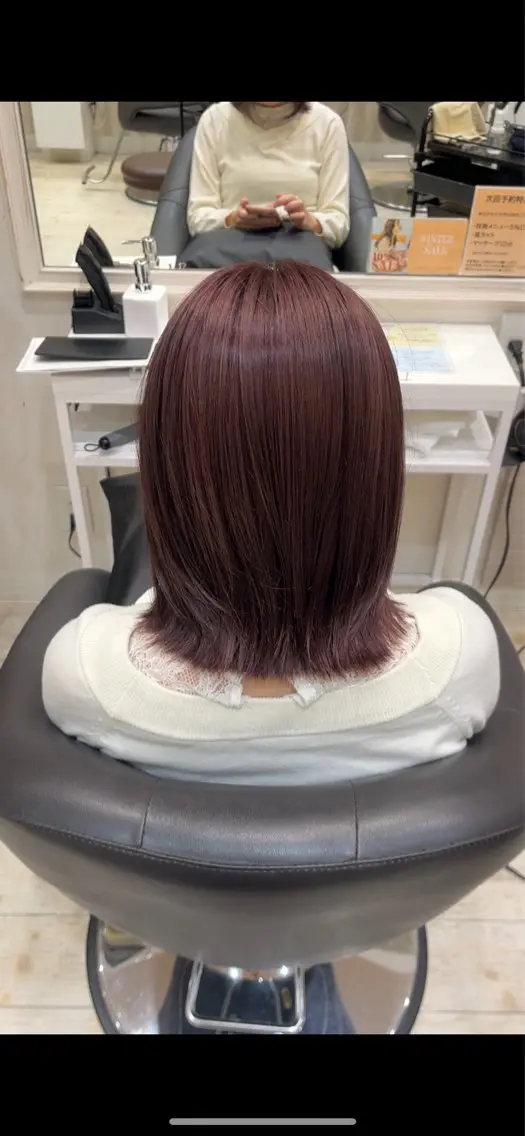 ミディアム カラー ピンクカラー 福田 しずくのヘアスタイル