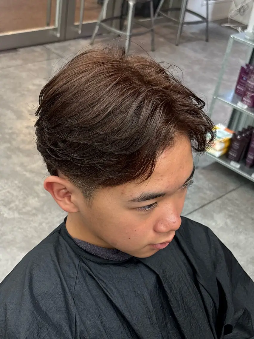 ミディアム カラー パーマ メンズ カット ヘアセット 🔥最強メンズ特化/ パーマの達人🔥風見のヘアスタイル