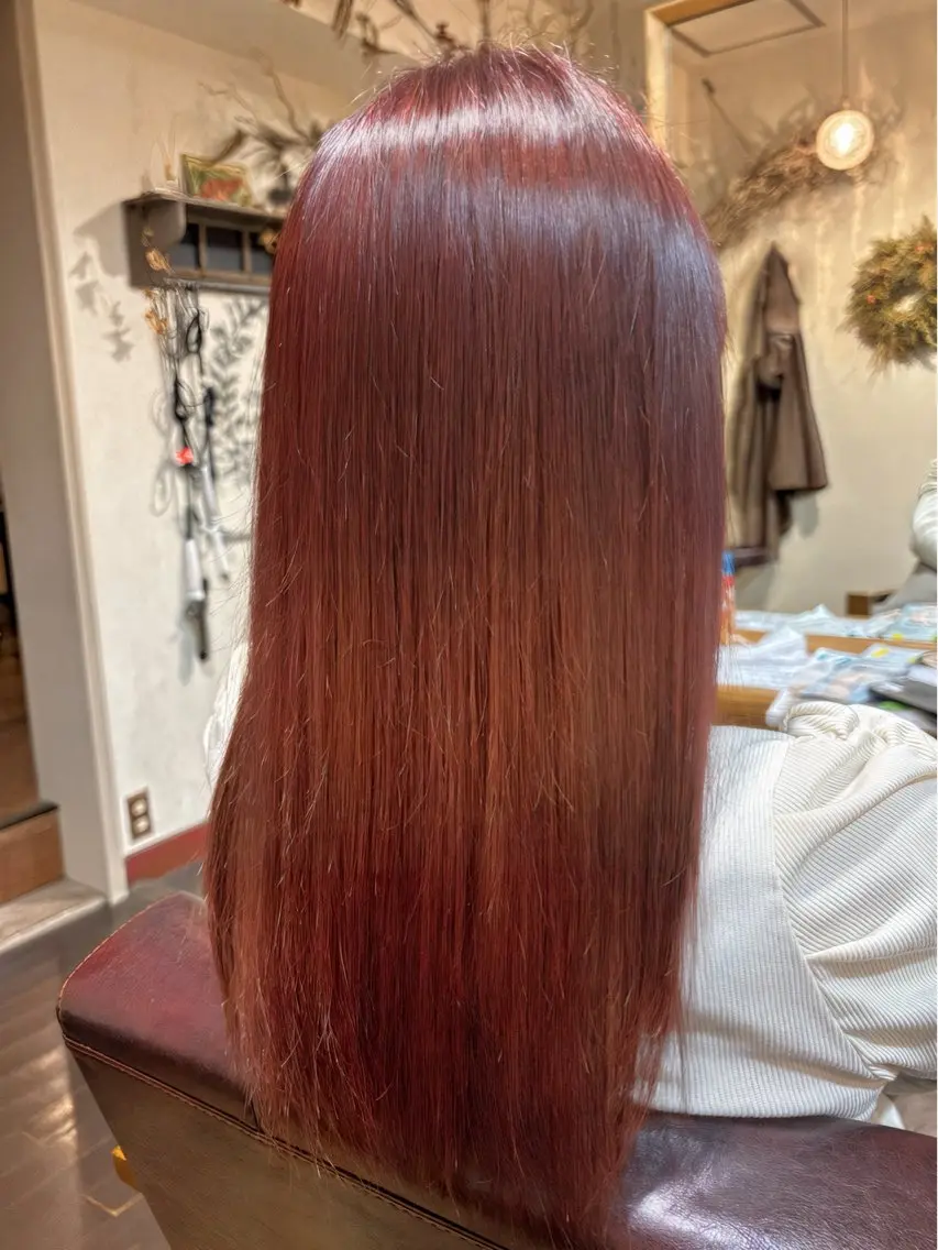 【ブリーチなし】暖色系🧡高彩度ダブルカラー+oggiottoベーシックトリートメントの写真