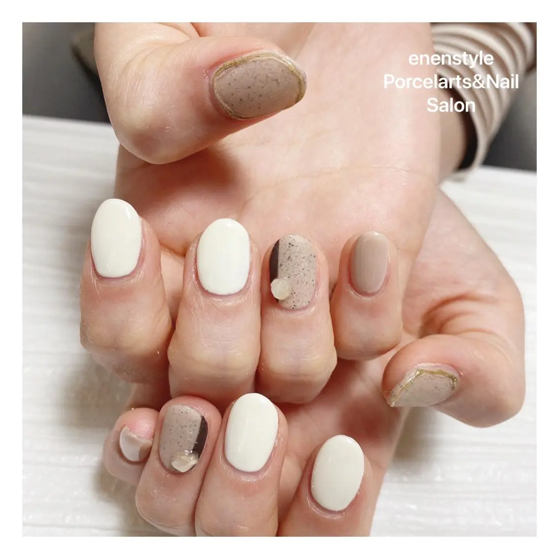 ミディアム ネイル ハンドネイル 🐾enen style 🐾のネイルデザイン