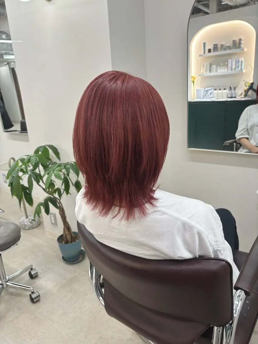 ミディアム カラー ヘアカラー トリートメント hachiyama rinaのヘアスタイル