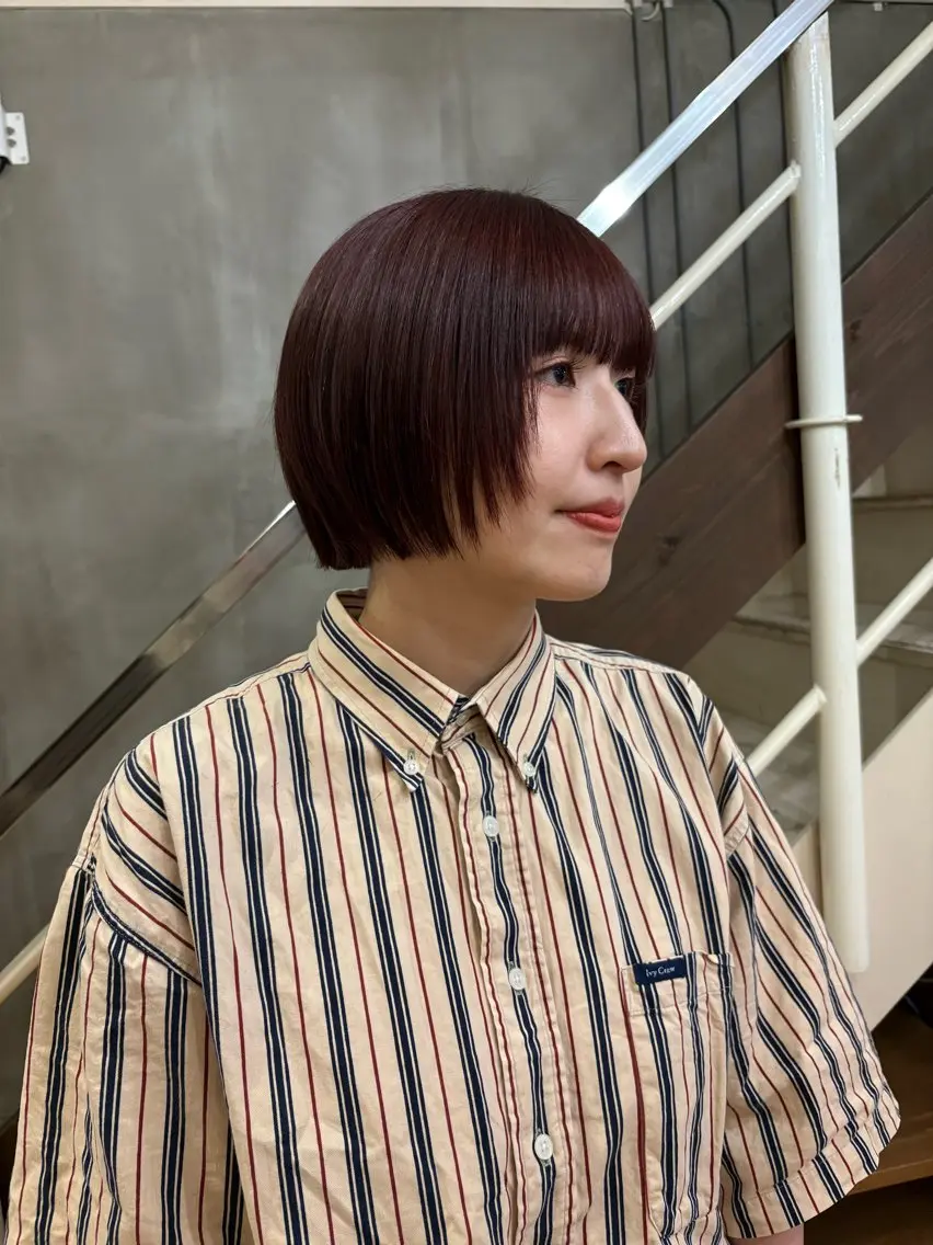 ショート ボブ 顔まわりレイヤー レイヤーカット 似合わせカラー/ 堀江美容室/レミ🎀のヘアスタイル