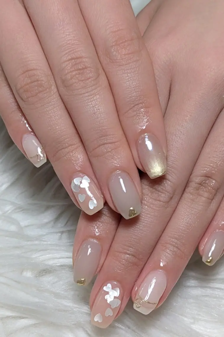 ネイル ジェルネイル ハート パラジェル シンプルネイル バレンタイン ハンドネイル m&pPrivate nailsalonのネイルデザイン