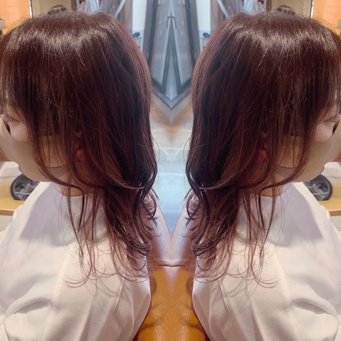 ミディアム カラー ベージュカラー ピンクカラー ピンクベージュ パープルカラー 韓国🇰🇷 ✂︎hair 内田愛のヘアスタイル