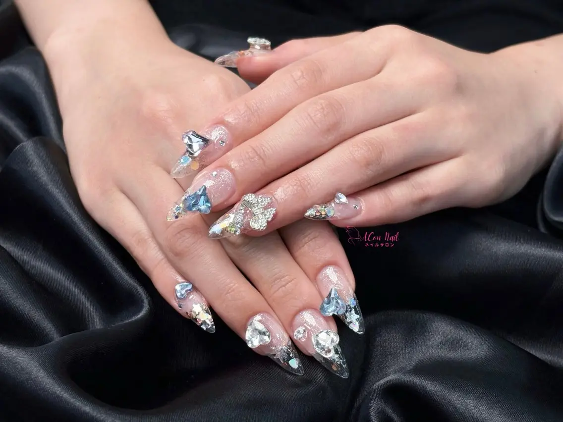 ネイル 桜ネイル 長さ出し フラワーネイル フレンチネイル ジェルネイル ハンドネイル ACon NailSalonのネイルデザイン