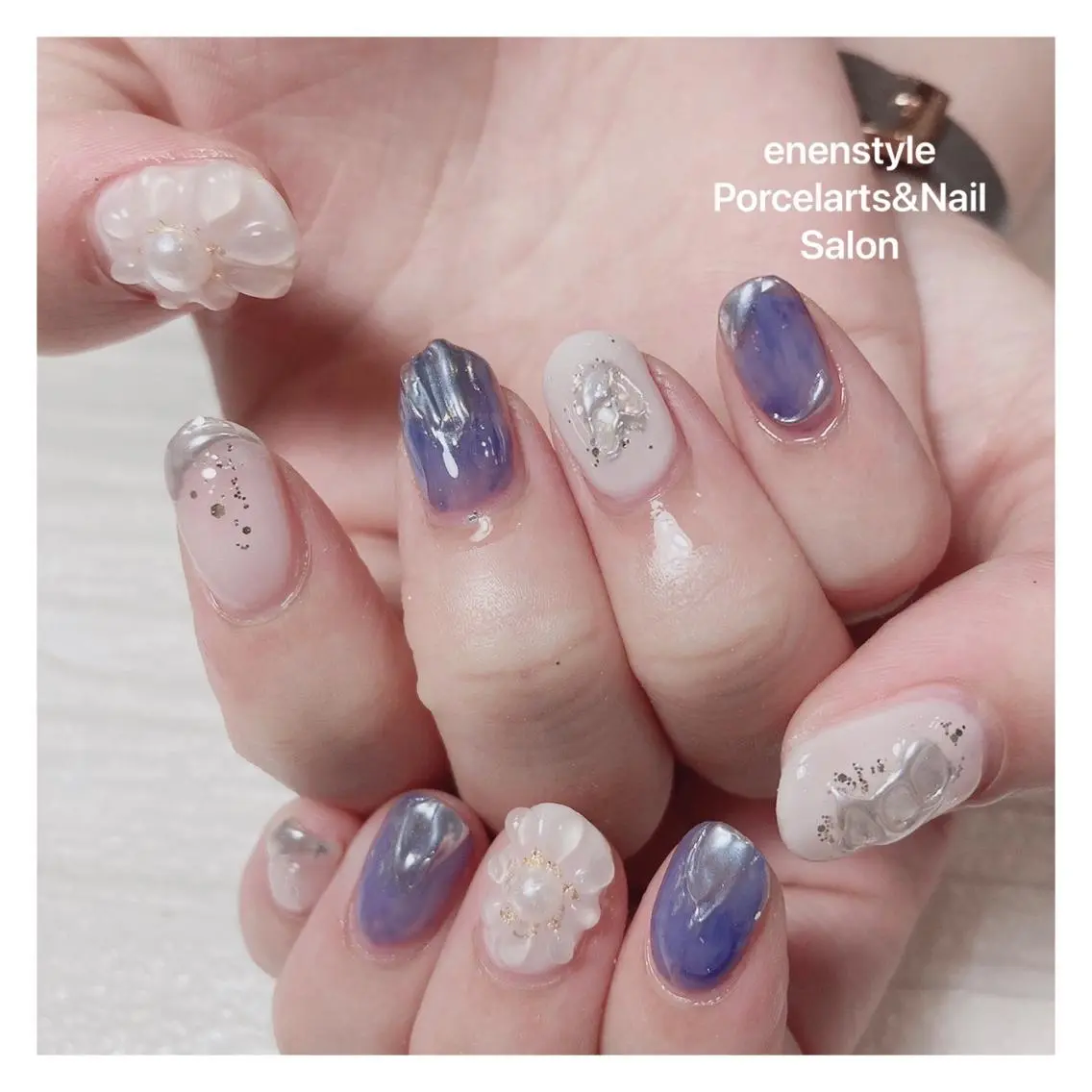 ミディアム ネイル ハンドネイル 🐾enen style 🐾のネイルデザイン