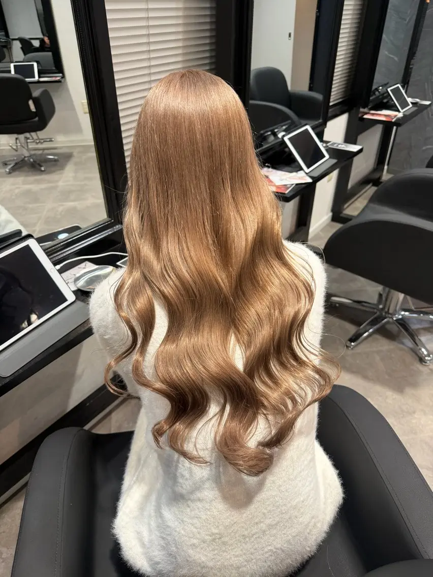 ロング カラー ベージュカラー ミルクティーベージュ ニュアンスパーマ /ボブパーマriseのヘアスタイル