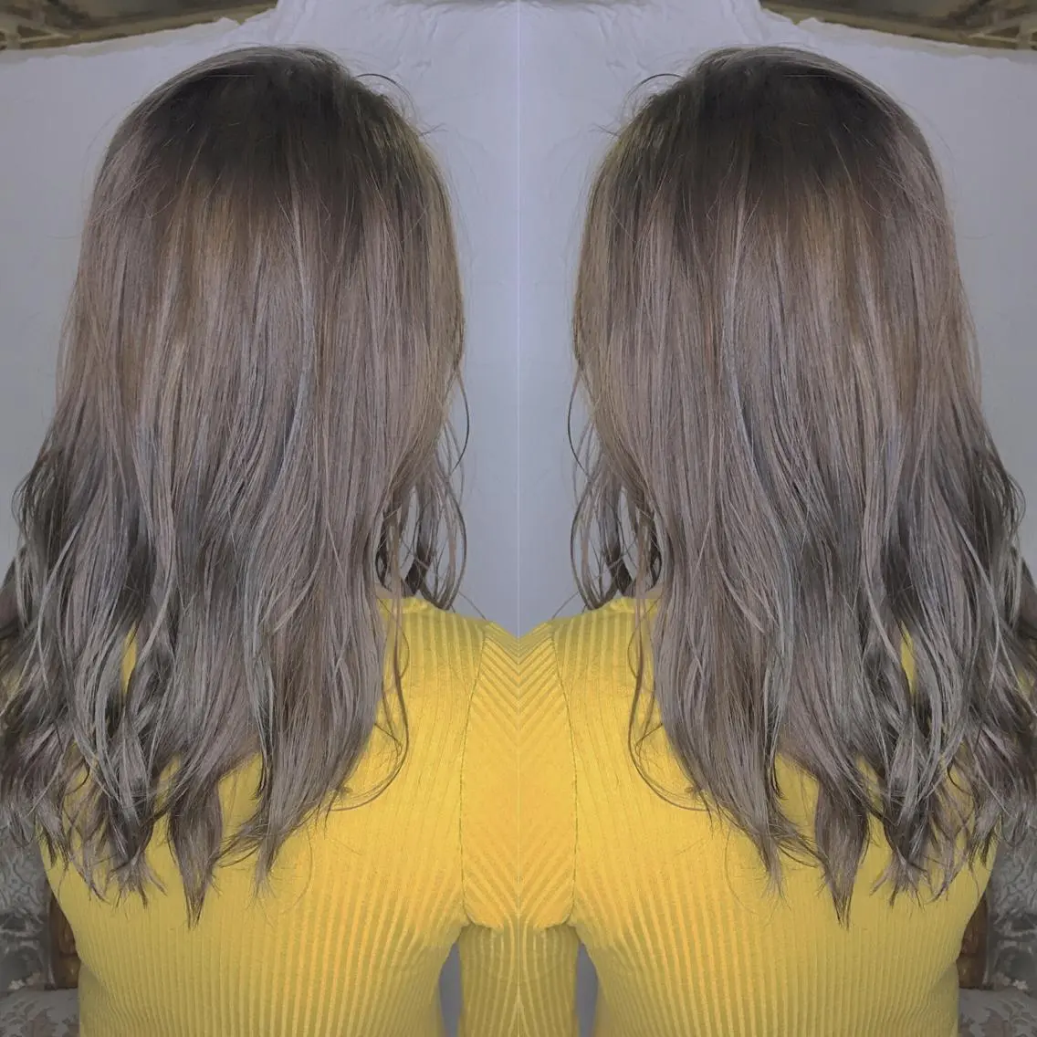 セミロング カラー パーマ ヘアアレンジ アッシュ ベージュカラー エグチ アキラのヘアスタイル