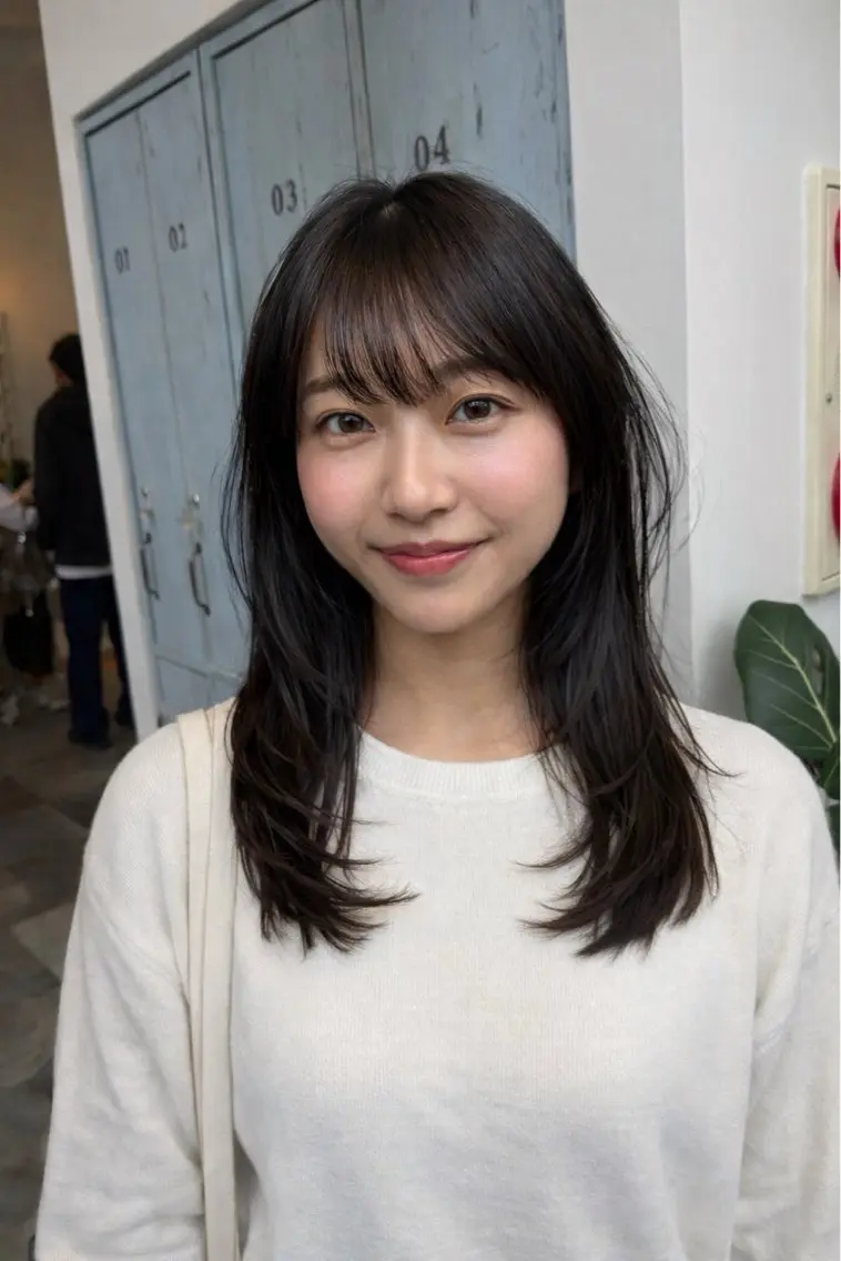 セミロング カラー カット ヘアカラー トリートメント 韓国レイヤー⋆౨ৎﾟ 透カラー🩶／ユウキのヘアスタイル