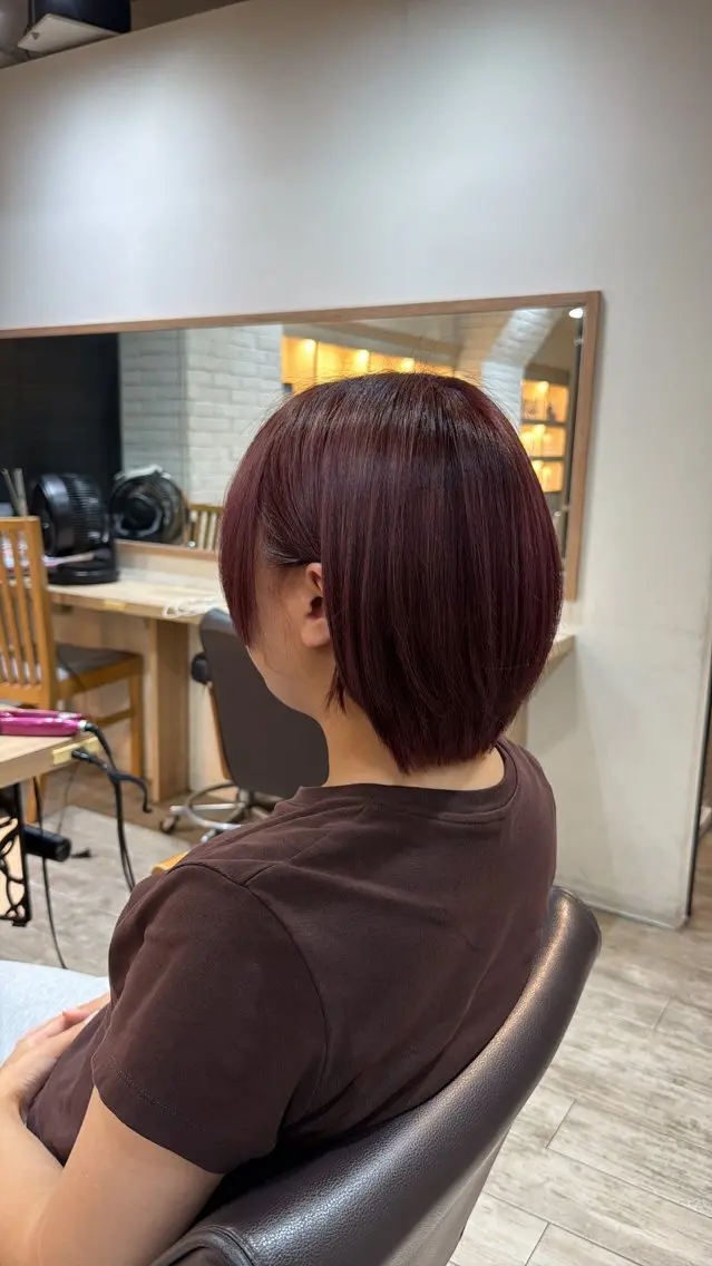 ショート カラー レッドカラー ヘアカラー Harue ·͜·のヘアスタイル