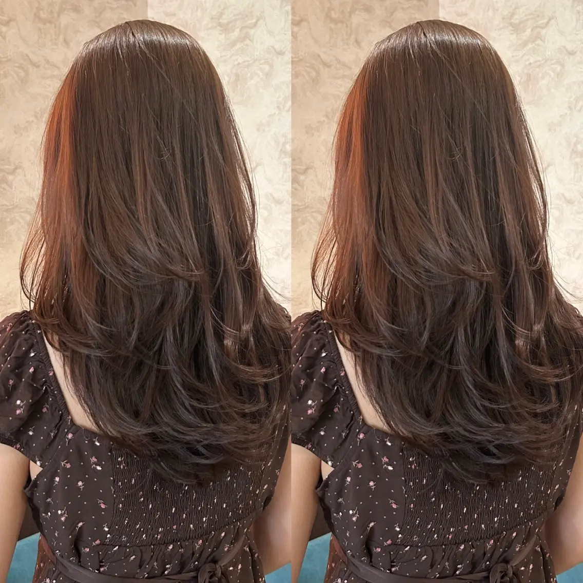 ロング カラー カット ヘアカラー トリートメント 🍒ハイレイヤー🍒 海外ヘア🍒Momoのヘアスタイル