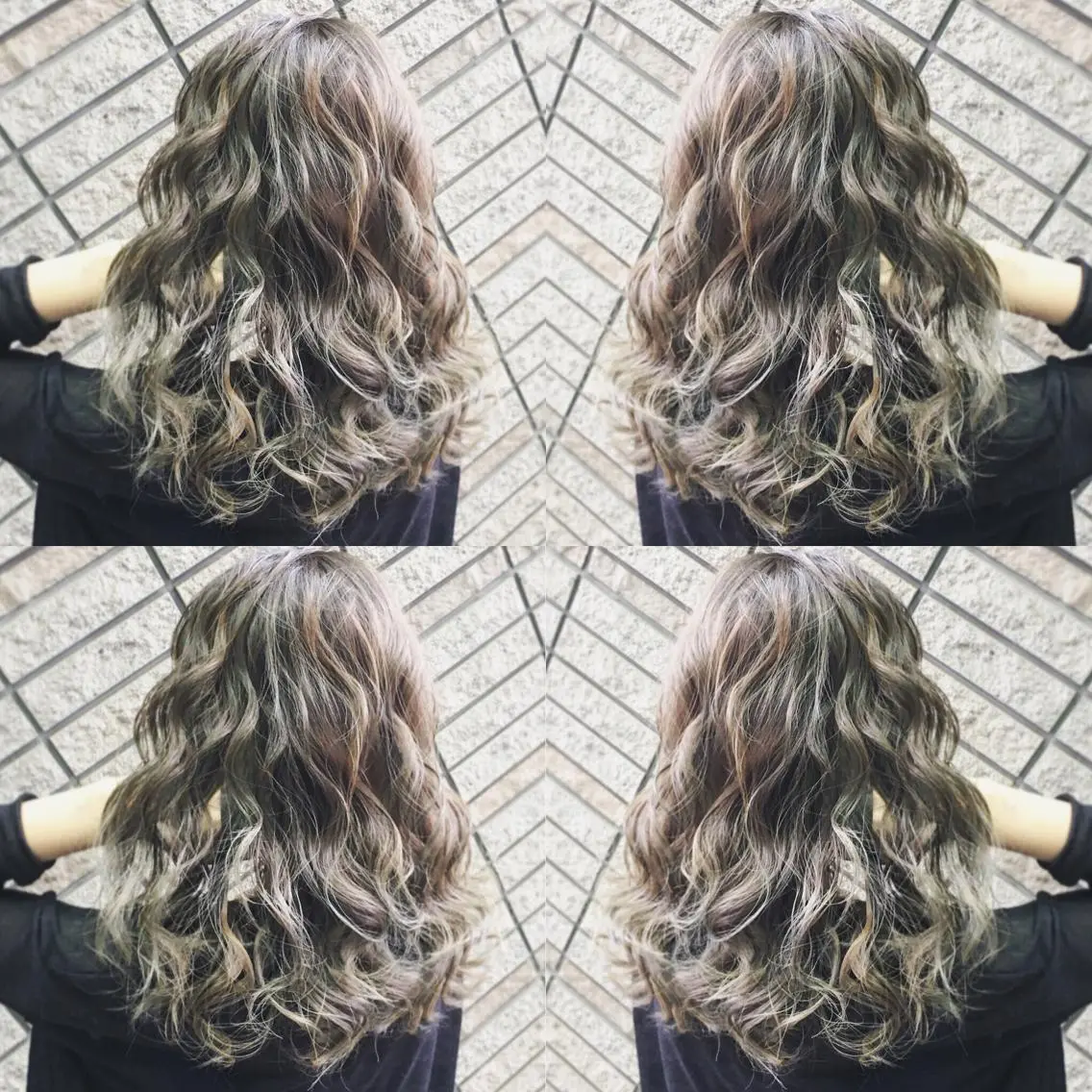 セミロング カラー バレイヤージュ グレージュ レイヤーカット カット ヘアカラー ブリーチ/バレイヤ ージュ川端裕司のヘアスタイル