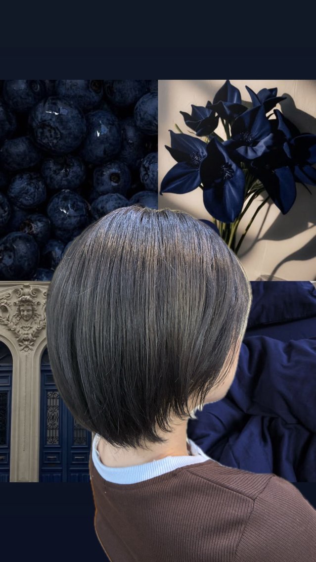 カラー 黒髪 ブルーカラー ブルーブラック ヘアカラー お褒めの口コミ多数✨ 美髪カラー/浦本冴絵のヘアスタイル