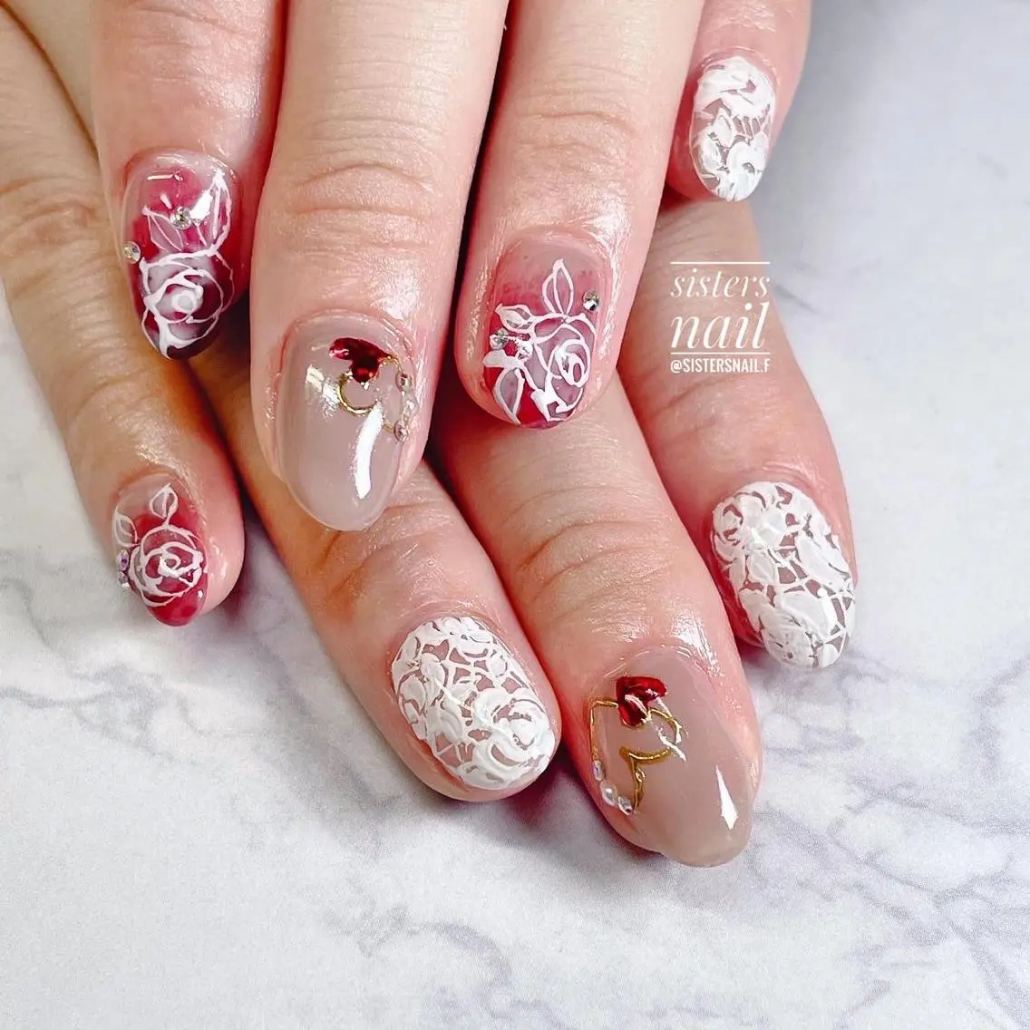 ネイル アートネイル フラワーネイル レース 持ち込み sisters nail.fのネイルデザイン