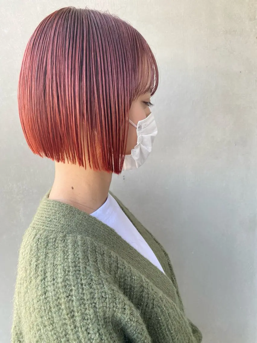 ショート カラー オレンジ ボブ 早川 裕太のヘアスタイル