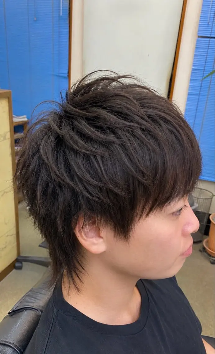 ミディアム ウルフカット カット 根橋享平/ メンズカット理容室のヘアスタイル