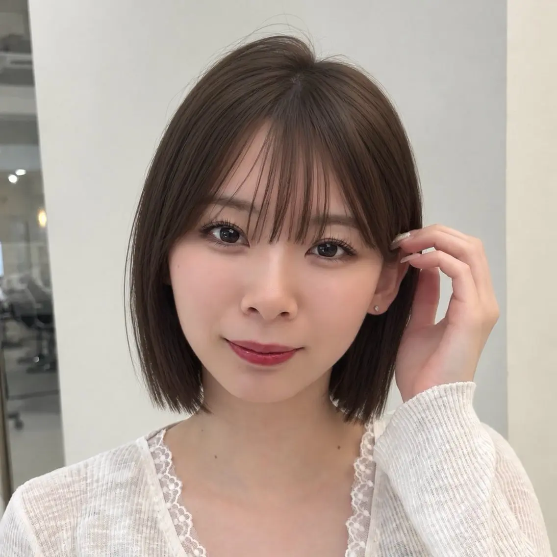 ミディアム カラー 透明感カラー ボブ カット ヘアカラー トリートメント mei タッセルボブ 縮毛矯正🧚‍♂️のヘアスタイル