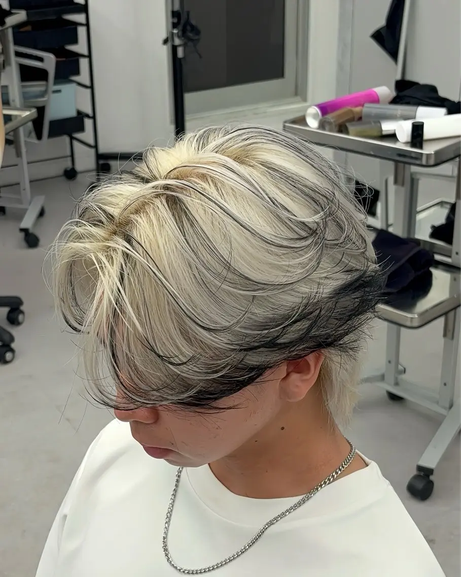 ミディアム メンズ カット ヘアカラー メンズバレイヤージュ 🔥メンズカット🔥のヘアスタイル