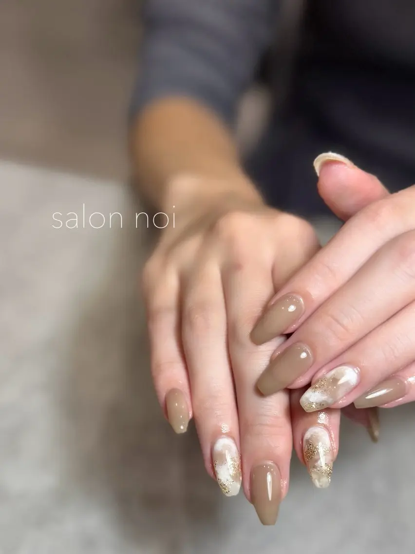 ネイル ブラウン ニュアンスネイル ハンドネイル salon noiのネイルデザイン