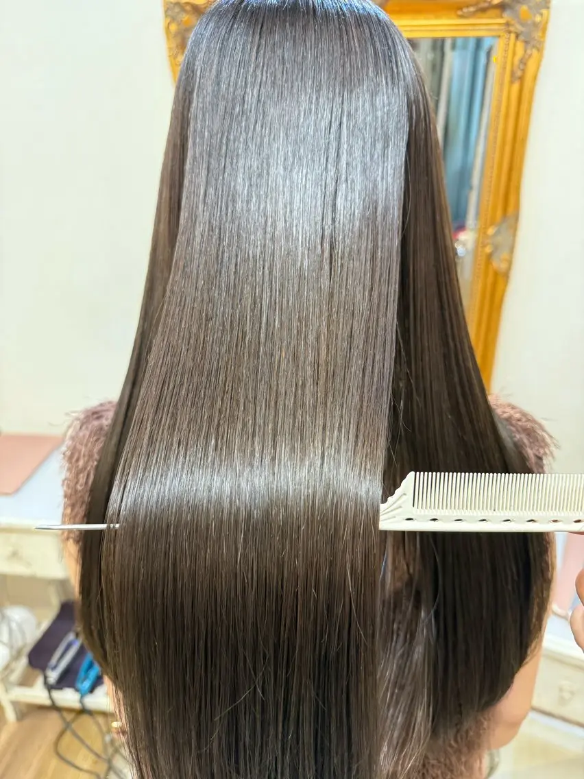 ロング カット 縮毛矯正 トリートメント 及川 光のヘアスタイル