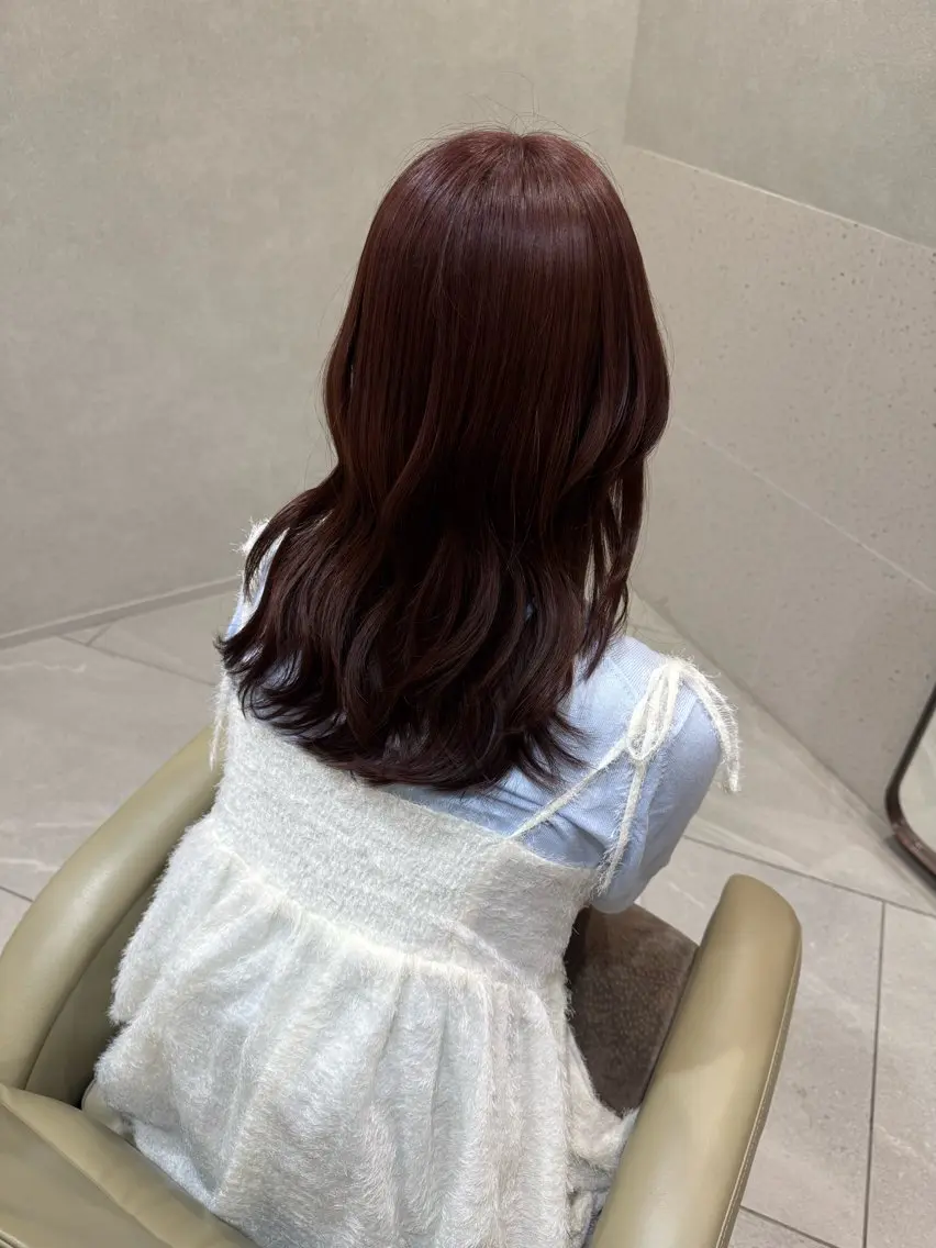 ミディアム カラー ブリーチ ブラウンカラー ダブルカラー ブリーチなしカラー ピンクカラー ヘアカラー トリートメント Jr.スタイリスト/ ミニモ価格/MANAのヘアスタイル