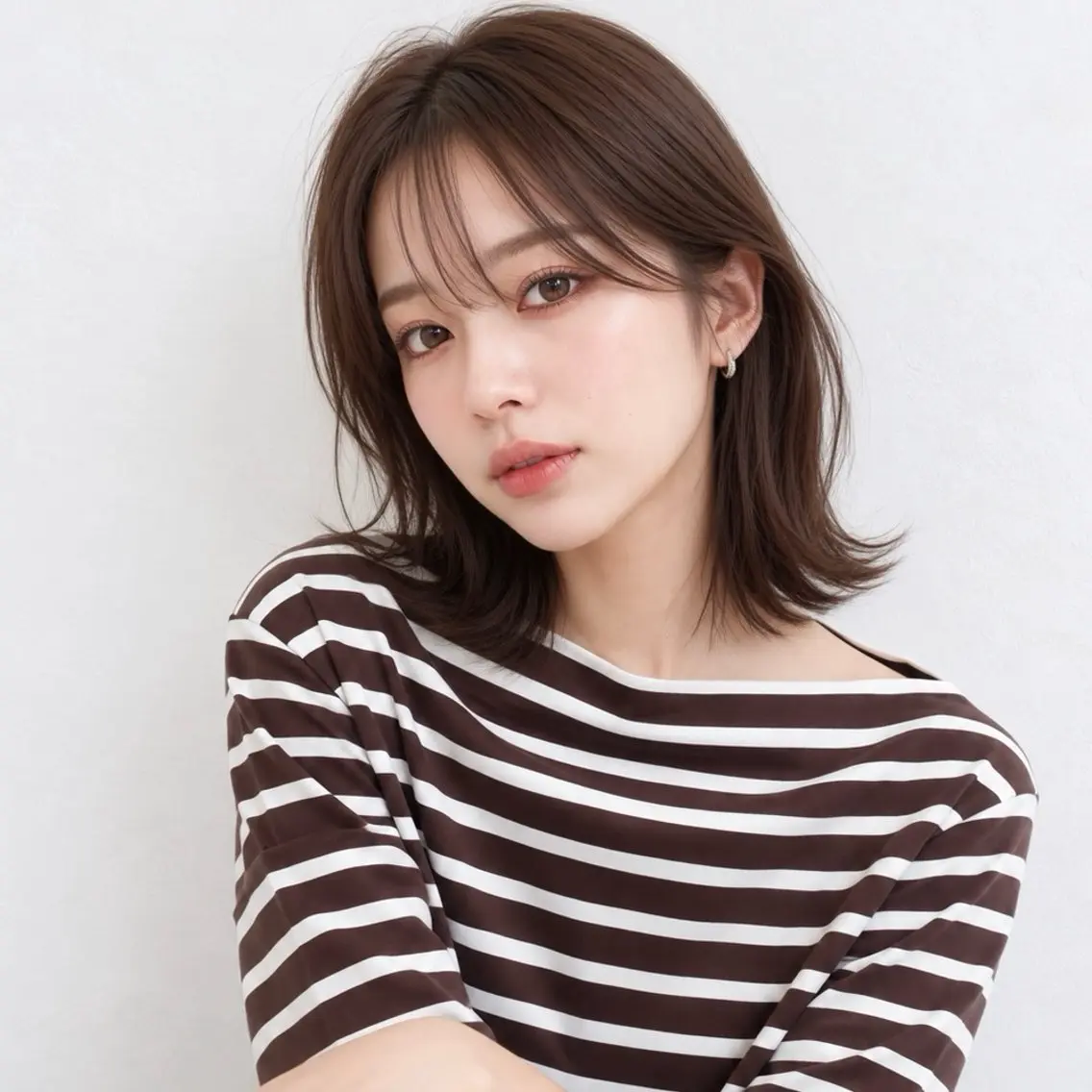 ミディアム 伸ばしかけ 外ハネヘア カット 銀座/モテ🤍垢抜け レイヤー/ナナコのヘアスタイル