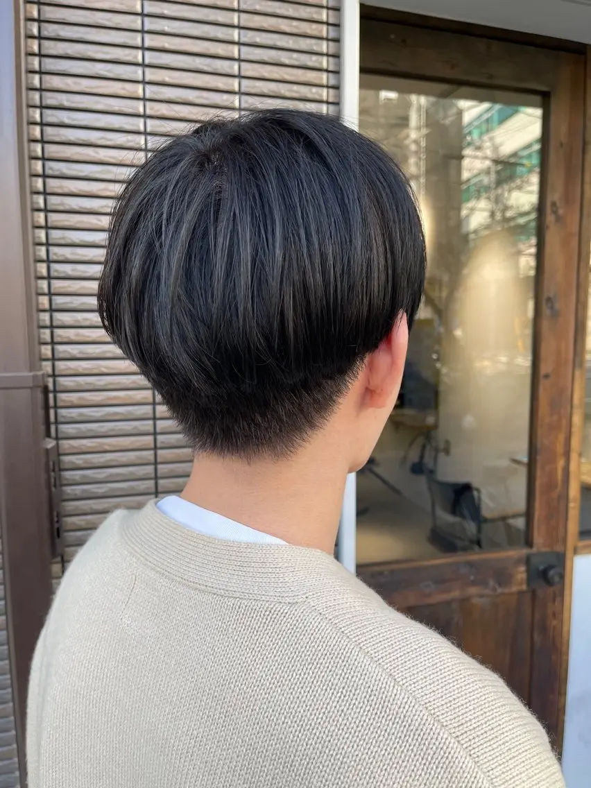 ショート カラー メンズ 黒髪 ブルーカラー ブルーブラック ヘアカラー 池袋/板橋 マツモトのヘアスタイル