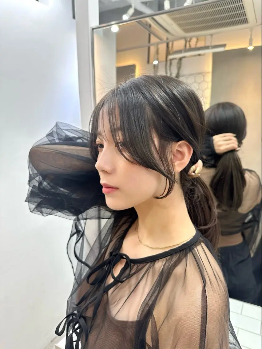 セミロング カラー ミディアムレイヤー 添田晃基のヘアスタイル