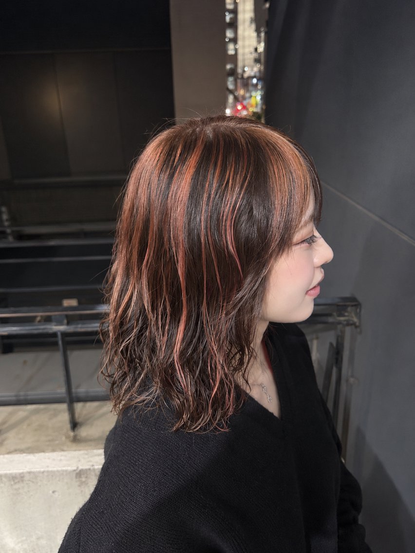 ミディアム ミディアムパーマ ヘアカラー 藤井麗桜/ブリーチ /似合わせカットのヘアスタイル