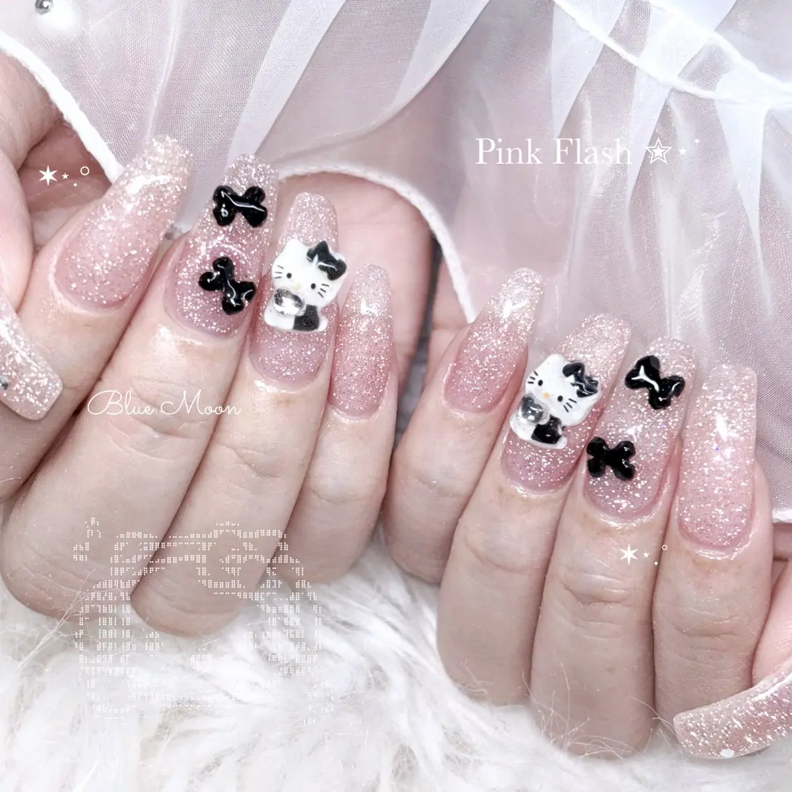 ネイル ハート リボン ハンドネイル フットネイル ハンドケア nail salon Blue Moonのネイルデザイン