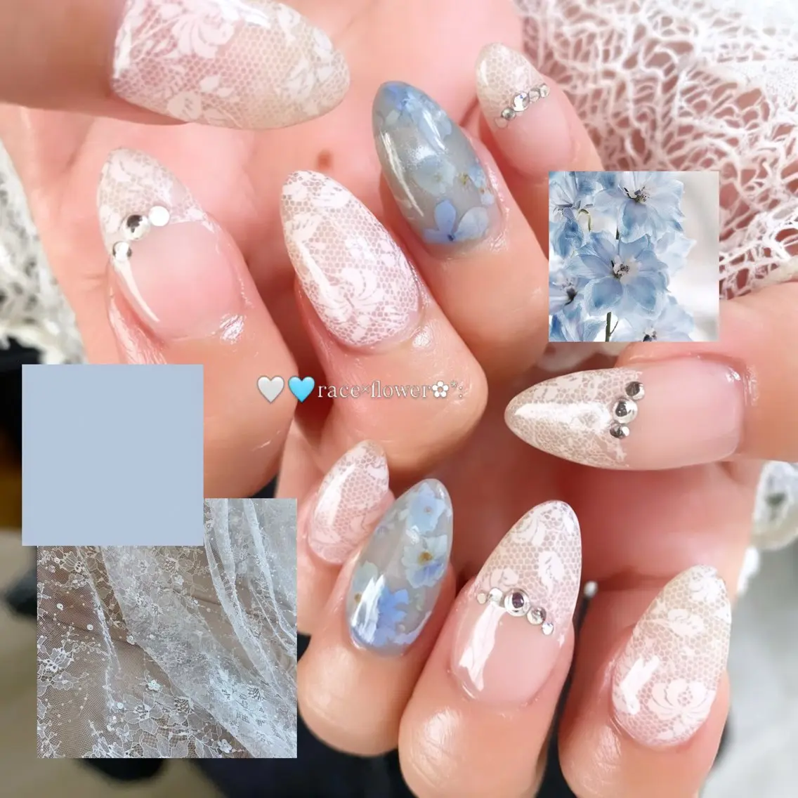 ネイル フラワーネイル レース ハンドネイル KONDO RIHO♡のネイルデザイン
