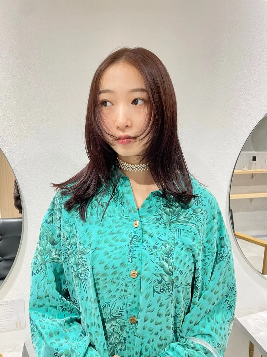 セミロング カラー ブラウンカラー レッドカラー レッドブラウン 顔まわりレイヤー レイヤーカット カット ヘアカラー トリートメント 🍊暖色×顔周り 🍊cocoroのヘアスタイル