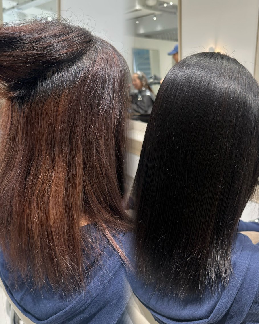 ミディアム カラー ブリーチ 縮毛矯正 カット ヘアカラー 縮毛矯正 トリートメント ヘッドスパ ヘアセット 朝ラク縮毛矯正 ブリーチ矯正/吉田のヘアスタイル