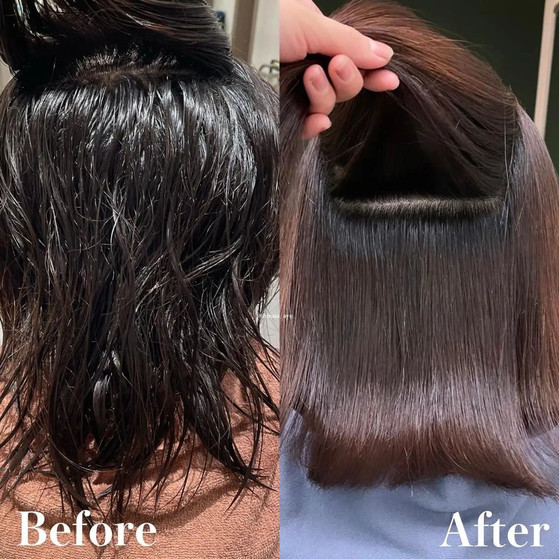 ミディアム パーマ 縮毛矯正 ひなた あゆみのヘアスタイル