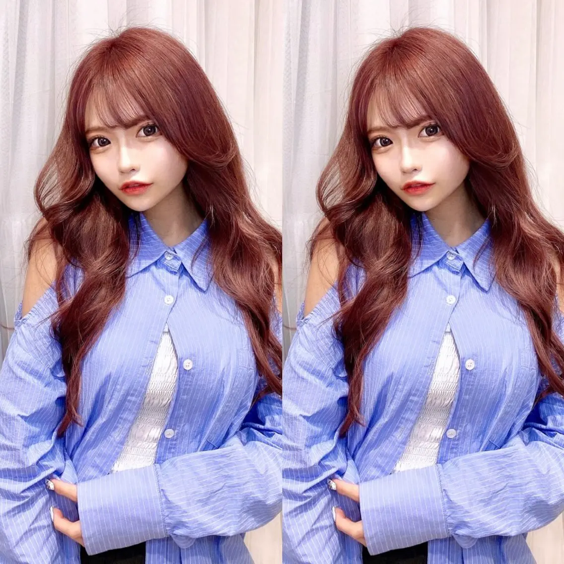 ロング カラー ヘアカラー 韓国風ハッシュカット 似合わせレイヤー池袋のヘアスタイル