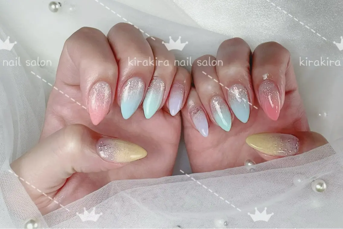 ネイル ラメ(グリッター) ラメグラデーション パステルネイル Kirakira Nail salonのネイルデザイン
