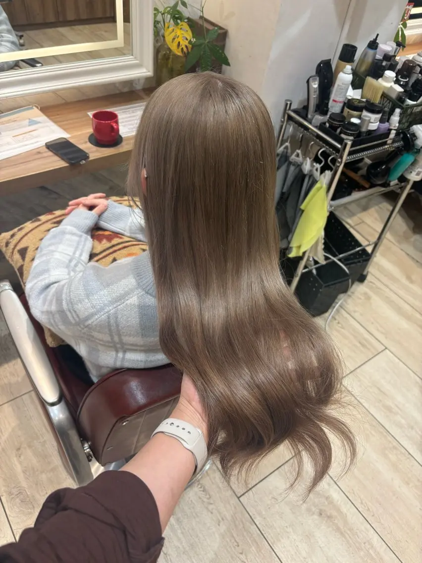 【ブリーチなしダブルカラー🤍】ブリーチなしでつくるミルクティーカラー🤎の写真