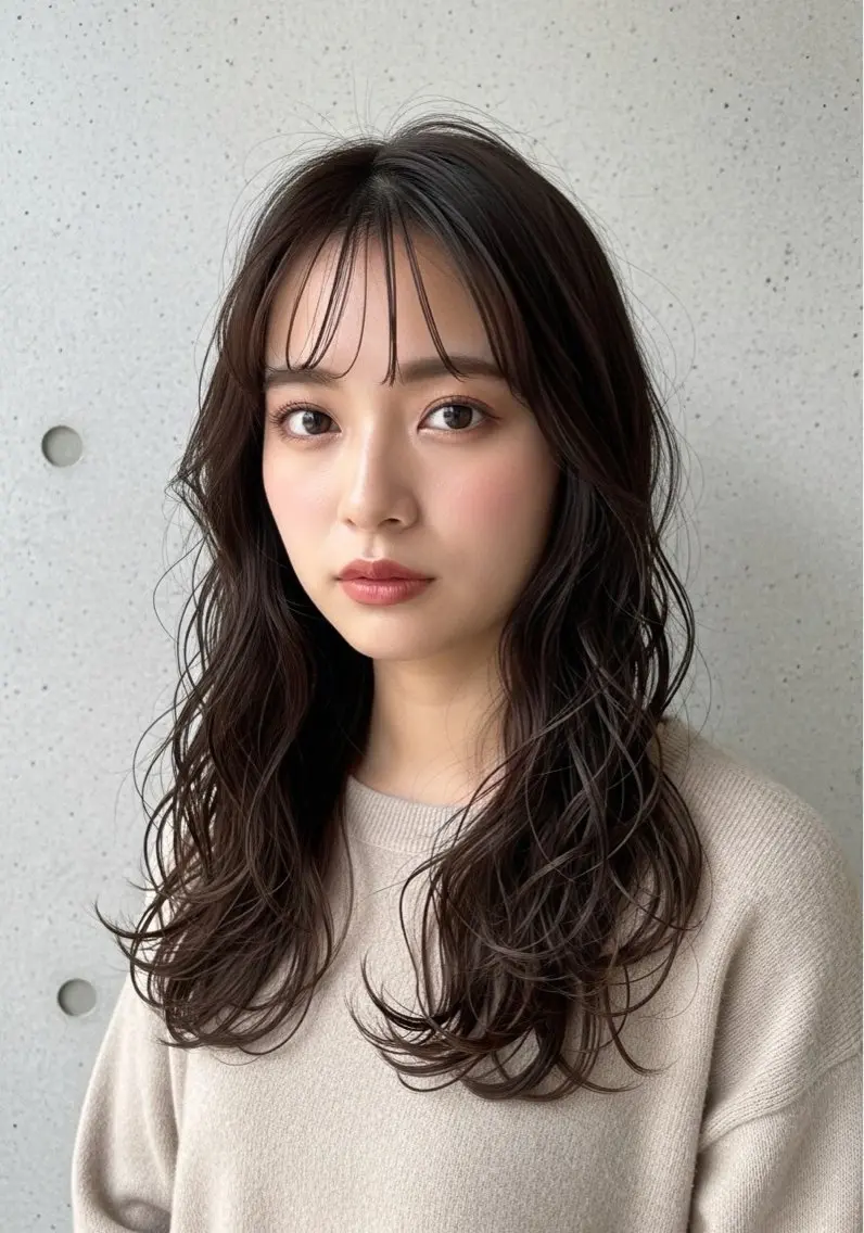 ロング パーマ ロング 望月 星来のヘアスタイル