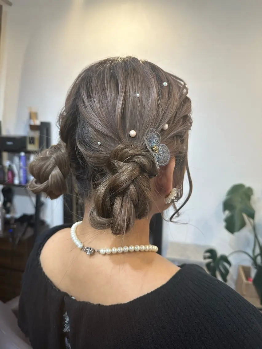 ロング ヘアアレンジ お団子ヘア ヘアセット pep natsumiのヘアスタイル