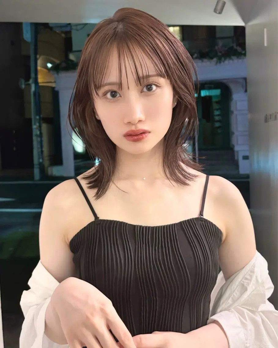 ミディアム レイヤーカット カット ヘアカラー 表参道レイヤーカット 髪質改善山岸季生のヘアスタイル