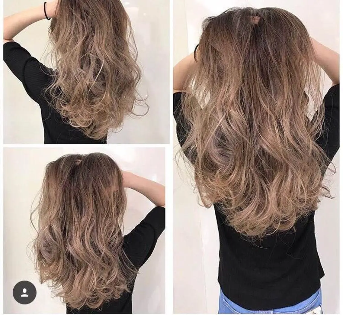 ロング カラー パーマ ヘアアレンジ 大阪レミーエクステ チビ編み込みのヘアスタイル