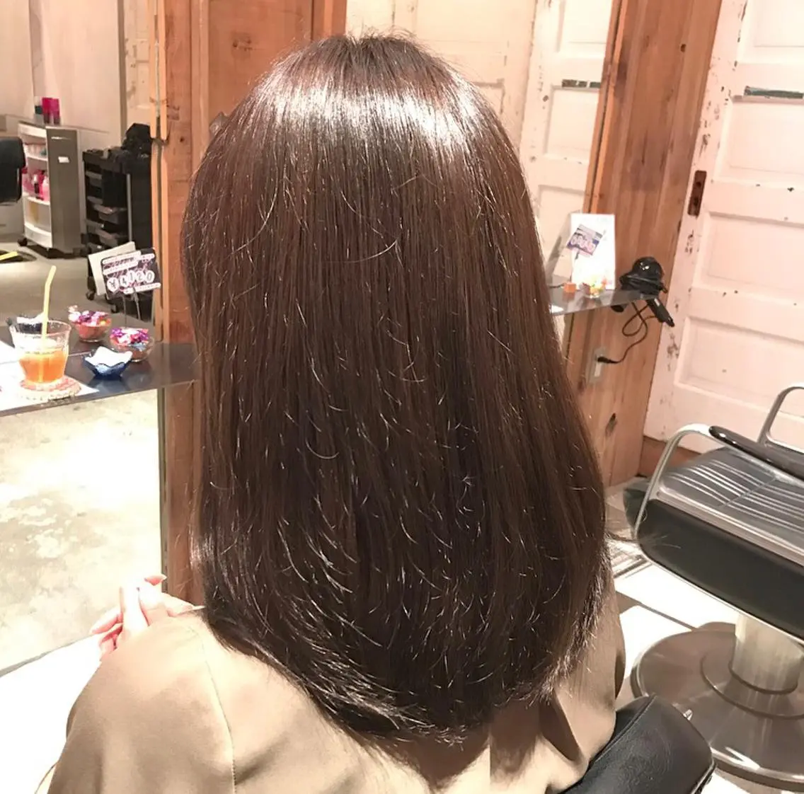 セミロング カラー グレージュ emme エミィ/立川のヘアスタイル