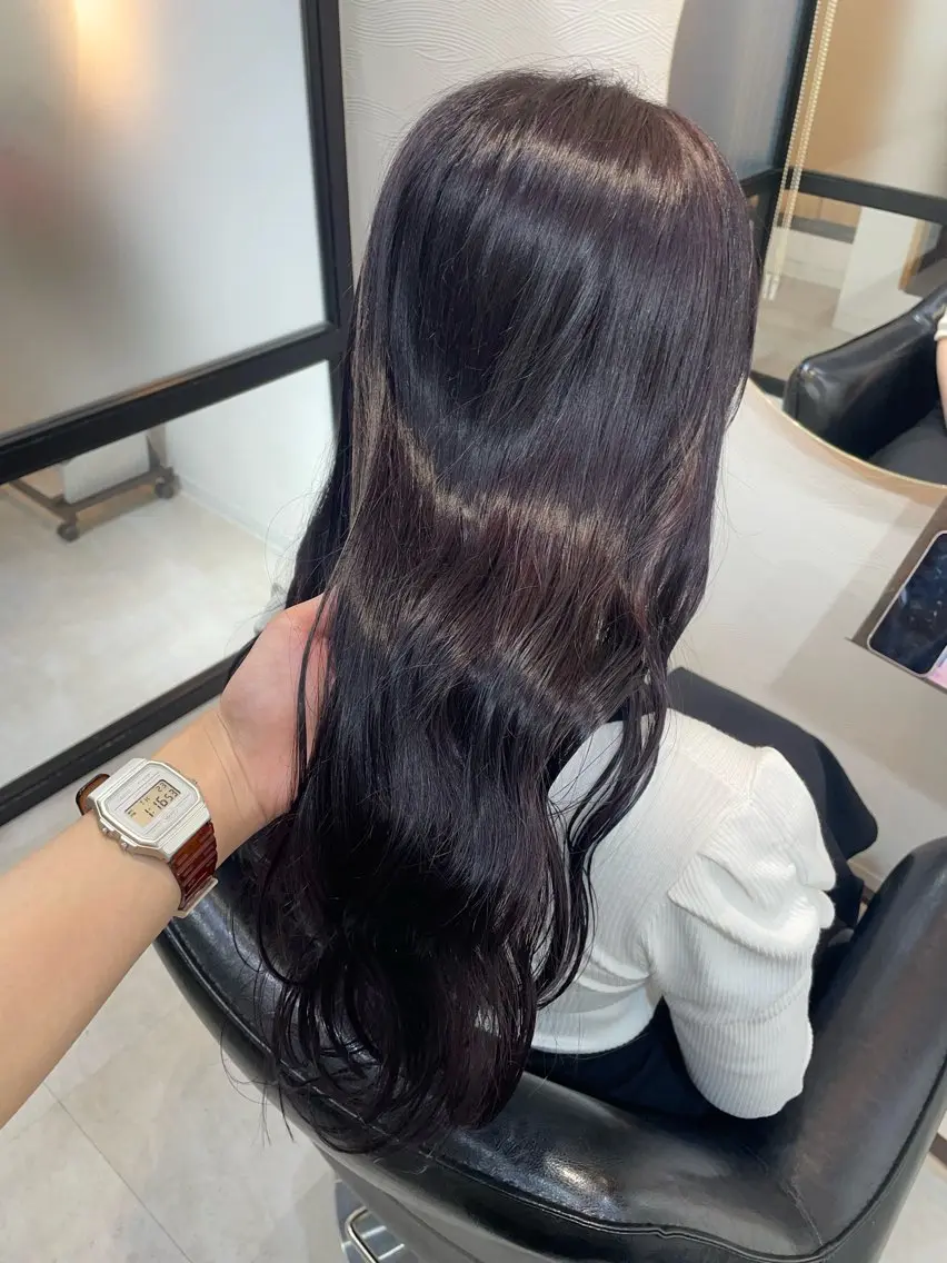 ロング カラー 透明感カラー イルミナカラー ラベンダーカラー ピンクカラー カット ヘアカラー トリートメント 🍒透明感カラー NO.1/ララ🍒のヘアスタイル