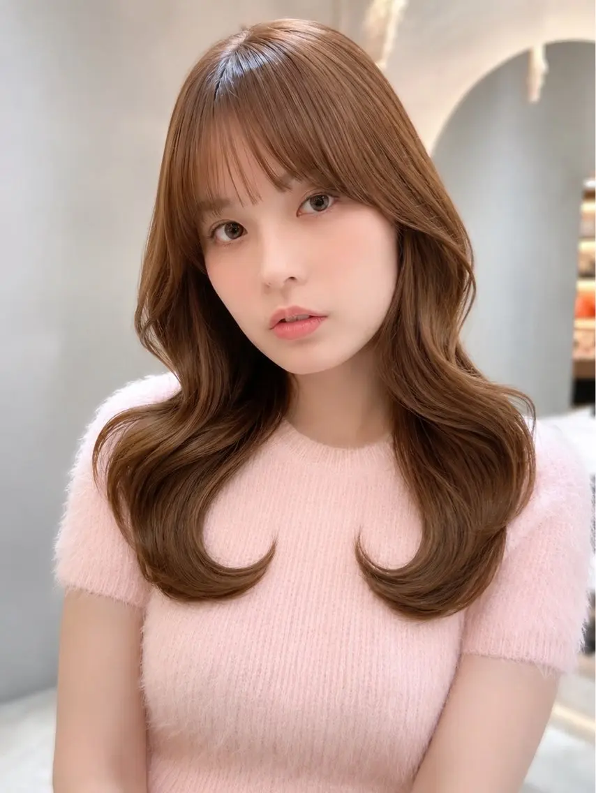 ミディアム カラー カット ヘアカラー トリートメント 🦋韓国風レイヤー/ 艶髪矯正🦋凛太郎のヘアスタイル