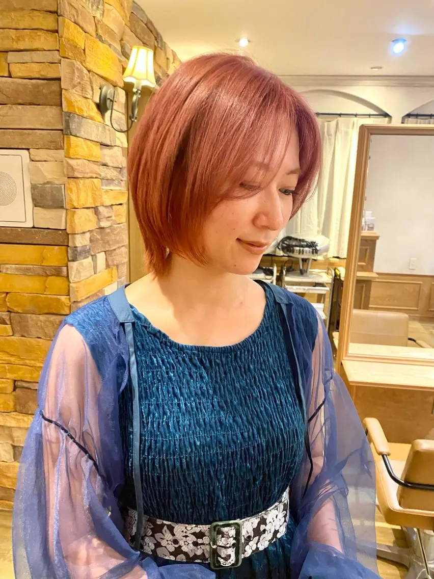 ミディアム カラー ブリーチ ブラウンカラー ケアブリーチ ダブルカラー オレンジ ヘアカラー トリートメント 千 田のヘアスタイル