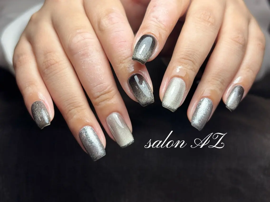 ネイル 長さ出し フットネイル フレンチネイル マグネットネイル ニュアンスネイル salon AZのネイルデザイン