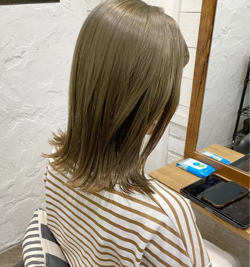 ミディアム カラー ブリーチ オリーブカラー 🌟アレンジが似合う カラー🌟Rumiのヘアスタイル