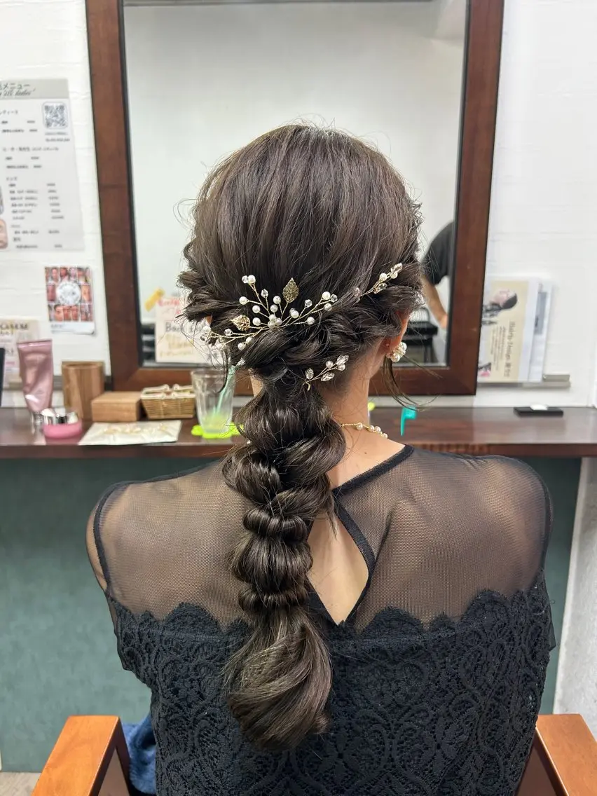 ロング ヘアアレンジ 結婚式・ブライダル ヘアセット 【ヘアアレンジ】 Mei🍀🫧のヘアスタイル