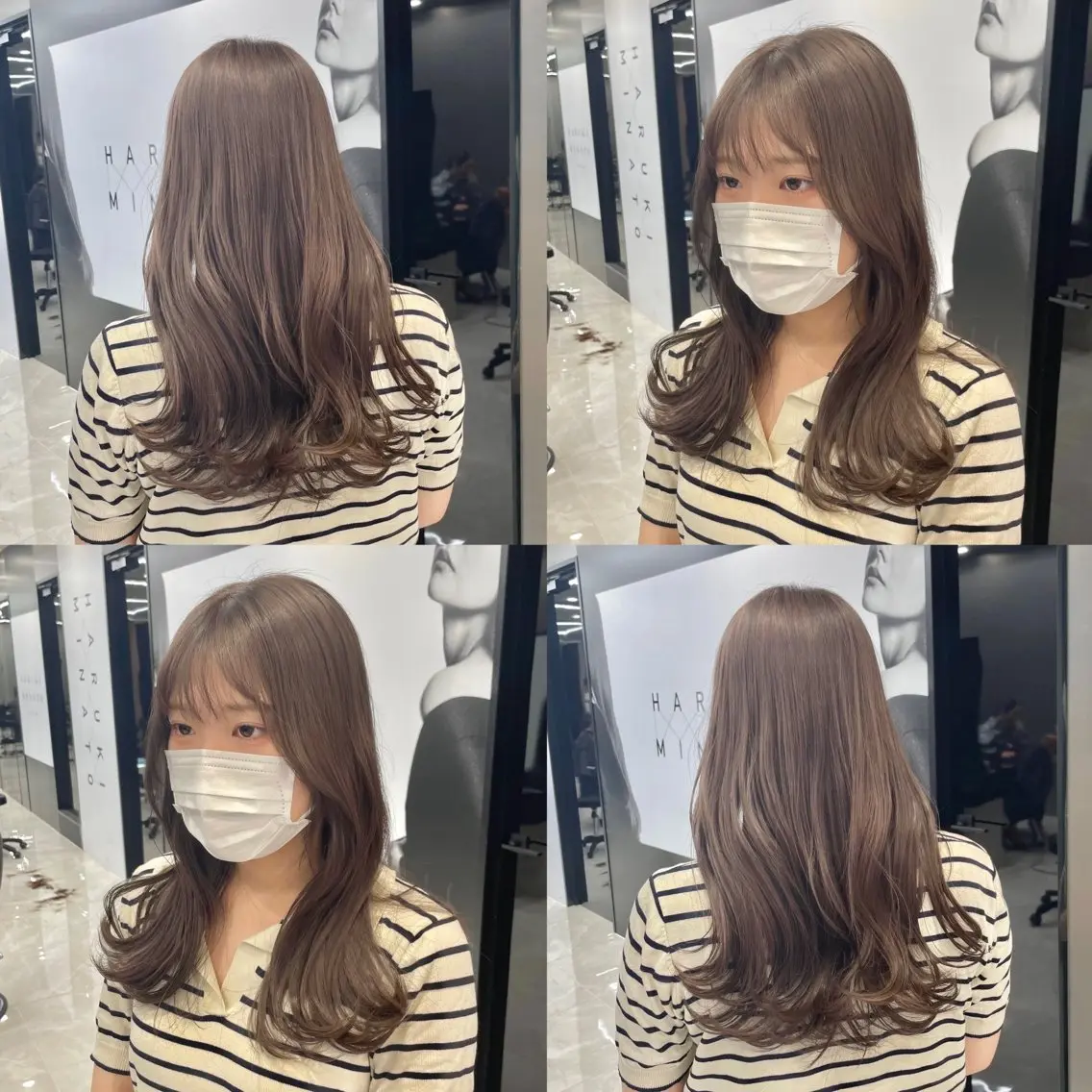 ロング カラー ブリーチ 透明感カラー グレージュ ミルクティーグレージュ くびれヘア 新宿/顔周りカット/ レイヤー/がっきーのヘアスタイル