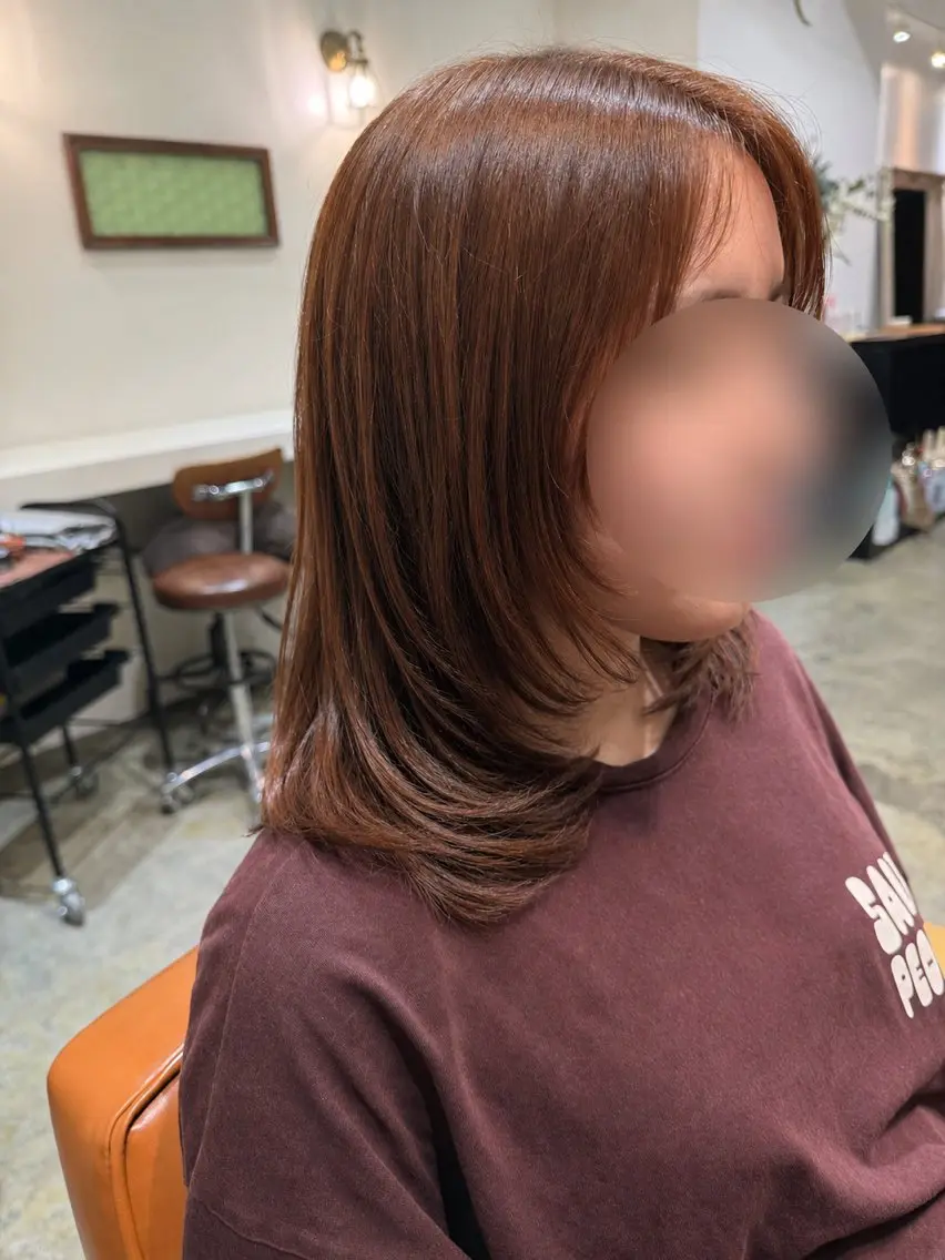 セミロング カラー 顔周りカット レイヤーカット ひょうどう かおり🐻‍❄️のヘアスタイル